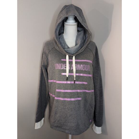 Under Armour Tops - Under armour LG gray and purple hoodie pullover